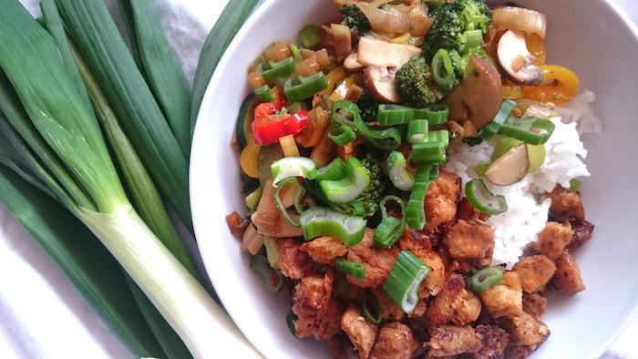 Reisbowl mit Rindfleisch und kurz gebratenem Gemüse nach dem issgesund-Rezept