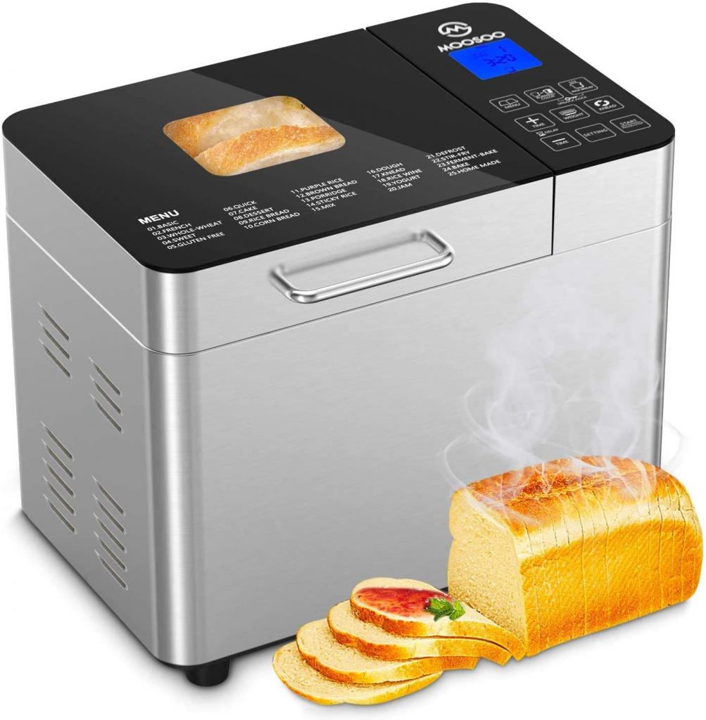 Brotbackautomat Cookeer Brotmaschine mit Display und programmierbarem Timer glutenfreies Programm 15 h 19 Programme 710 W