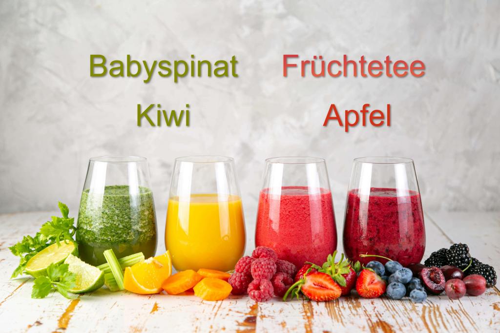 Smoothie Bild - Babyspinat, Kiwi, Apfel, Früchtetee